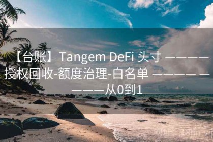 【台账】Tangem DeFi 头寸 ———— 授权回收-额度治理-白名单 ———— ————从0到1