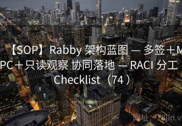 【SOP】Rabby 架构蓝图 — 多签＋MPC＋只读观察 协同落地 — RACI 分工｜Checklist（74 ）