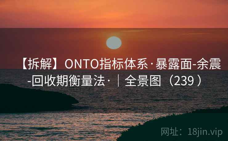 【拆解】ONTO指标体系·暴露面-余震-回收期衡量法·|全景图(239 ) 【拆解】ONTO指标体系·暴露面-余震-回收期衡量法·|全景图(239 )